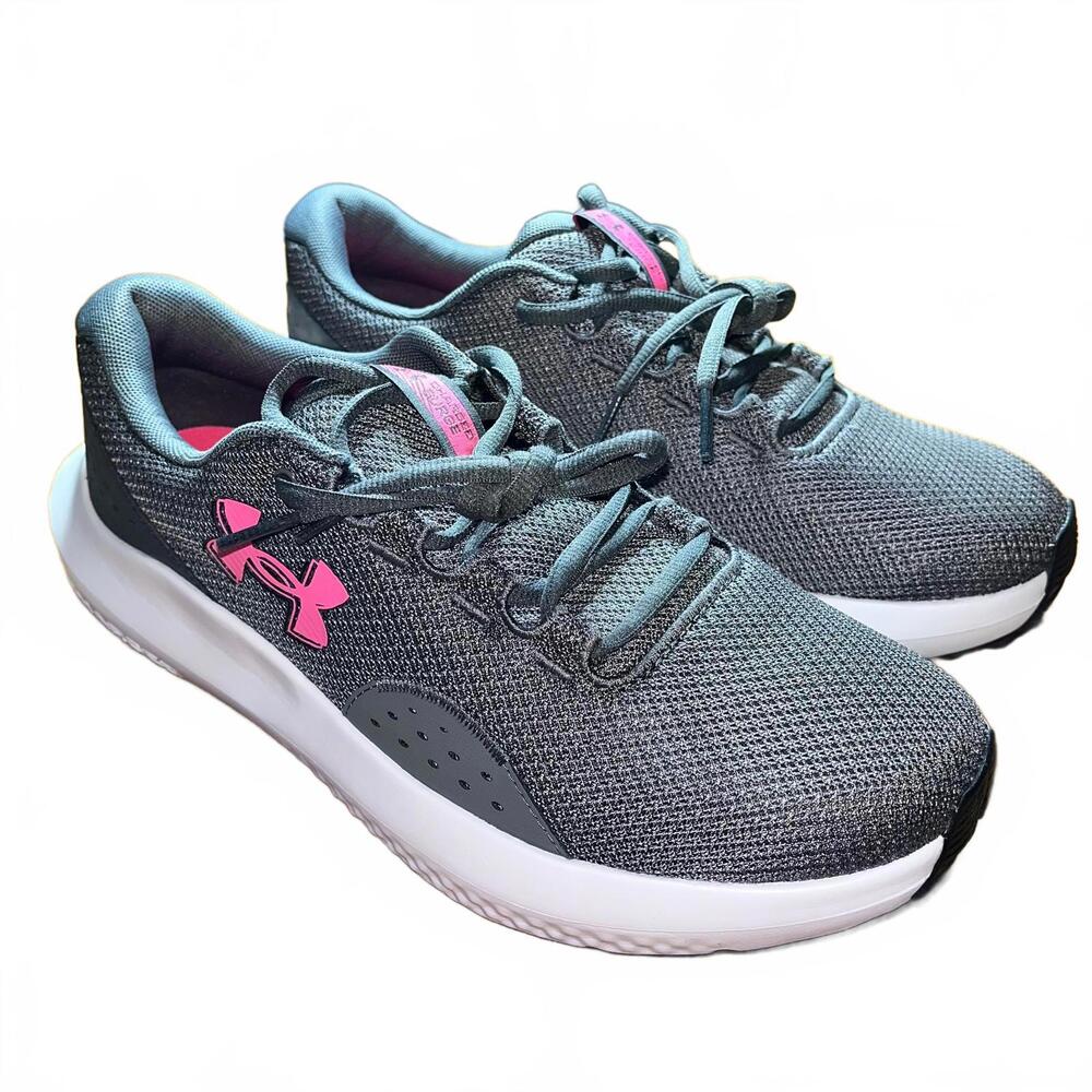 Under Armour Women's Charged Surge 4 Sneaker Shoes Gray White Pink Size 11 New